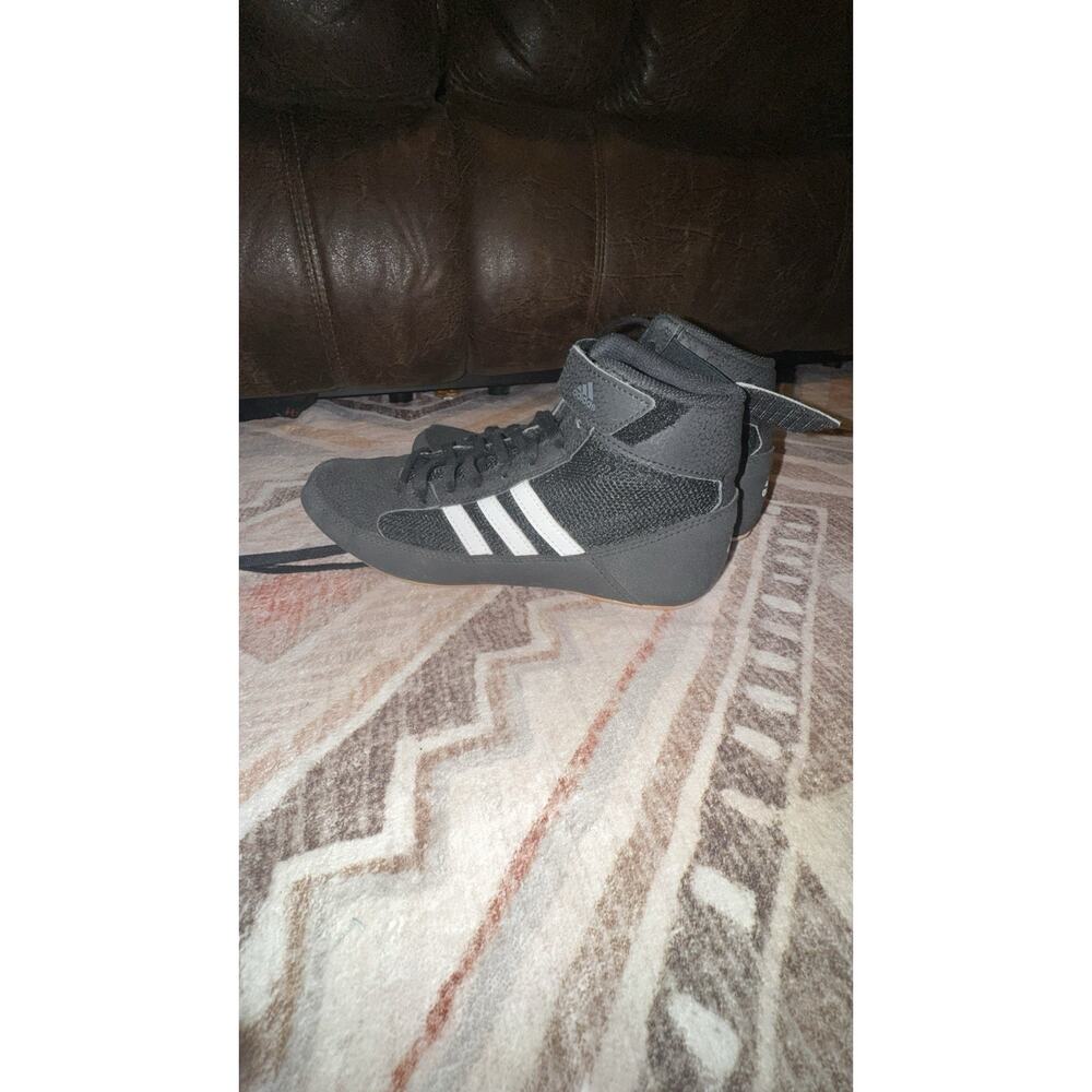 adidas HVC K Wrestling Shoes Black/Gray/White High Top youth Size 5 - Picture 4 of 6